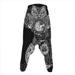 Spiritual Owl With Sun And Moon Print Hammer Pants