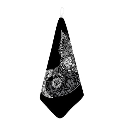 Spiritual Owl With Sun And Moon Print Hand Towel