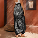 Spiritual Owl With Sun And Moon Print Harem Pants