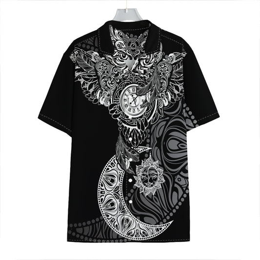 Spiritual Owl With Sun And Moon Print Hawaiian Shirt