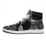 Spiritual Owl With Sun And Moon Print High Top Leather Sneakers