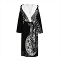 Spiritual Owl With Sun And Moon Print Hooded Bathrobe