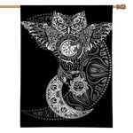Spiritual Owl With Sun And Moon Print House Flag