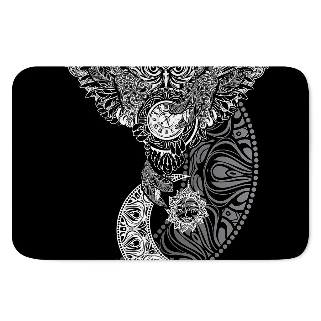 Spiritual Owl With Sun And Moon Print Indoor Door Mat