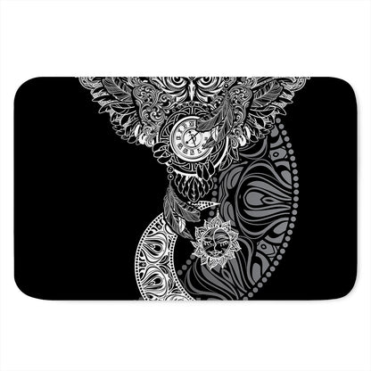Spiritual Owl With Sun And Moon Print Indoor Door Mat