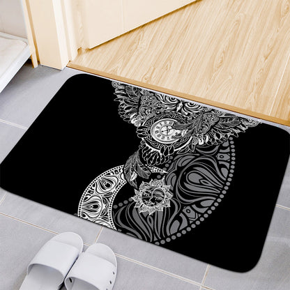 Spiritual Owl With Sun And Moon Print Indoor Door Mat
