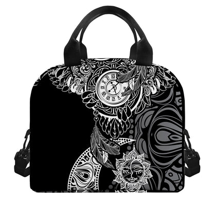 Spiritual Owl With Sun And Moon Print Insulated Lunch Bag