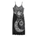 Spiritual Owl With Sun And Moon Print Jersey Midi Cami Dress