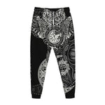 Spiritual Owl With Sun And Moon Print Jogger Pants