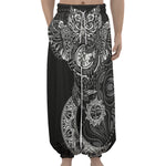 Spiritual Owl With Sun And Moon Print Lantern Pants
