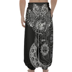 Spiritual Owl With Sun And Moon Print Lantern Pants