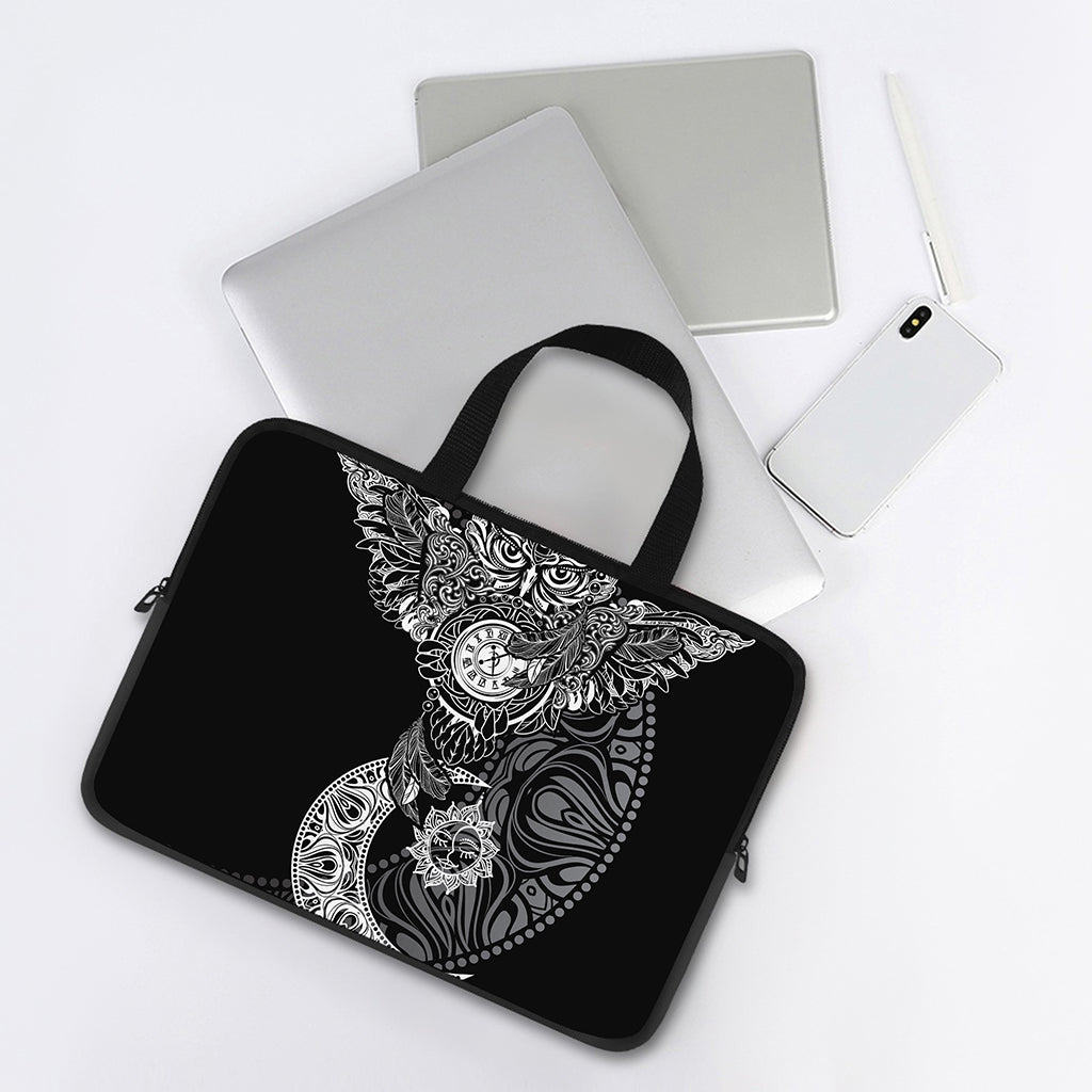 Spiritual Owl With Sun And Moon Print Laptop Sleeve With Handle