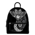 Spiritual Owl With Sun And Moon Print Leather Backpack