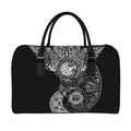 Spiritual Owl With Sun And Moon Print Leather Duffel Bag