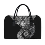 Spiritual Owl With Sun And Moon Print Leather Duffle Bag