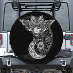 Spiritual Owl With Sun And Moon Print Leather Spare Tire Cover