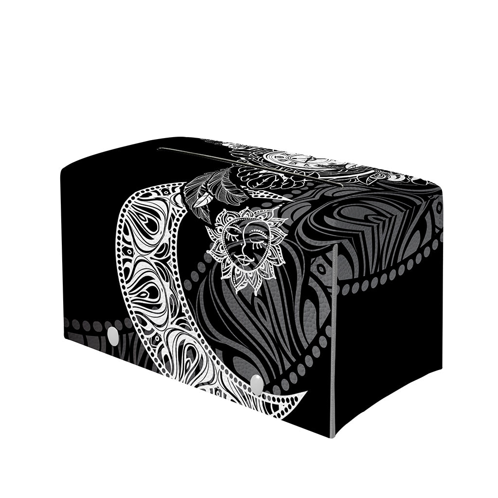 Spiritual Owl With Sun And Moon Print Leather Tissue Box Cover