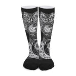 Spiritual Owl With Sun And Moon Print Long Socks