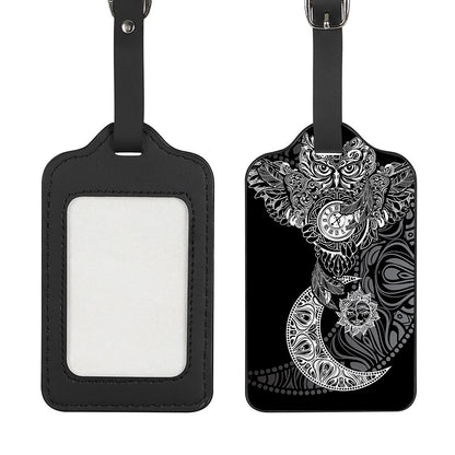 Spiritual Owl With Sun And Moon Print Luggage Tag