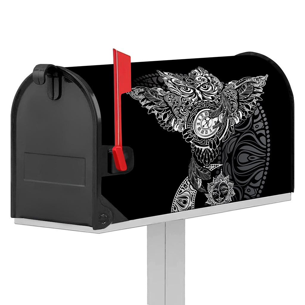 Spiritual Owl With Sun And Moon Print Mailbox Cover