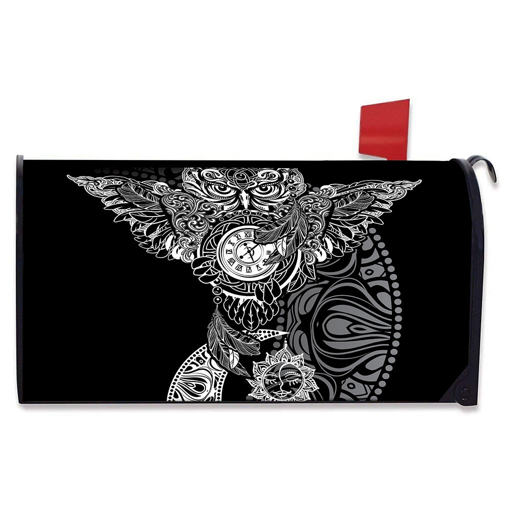 Spiritual Owl With Sun And Moon Print Mailbox Cover