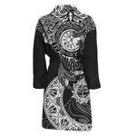 Spiritual Owl With Sun And Moon Print Men's Bathrobe