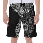 Spiritual Owl With Sun And Moon Print Men's Beach Shorts