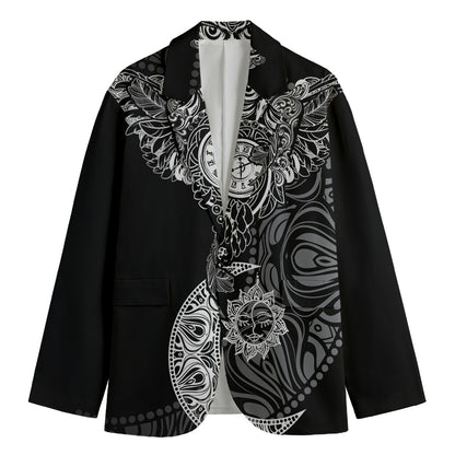 Spiritual Owl With Sun And Moon Print Men's Blazer
