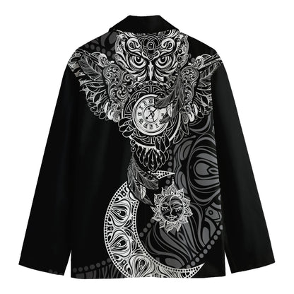 Spiritual Owl With Sun And Moon Print Men's Blazer