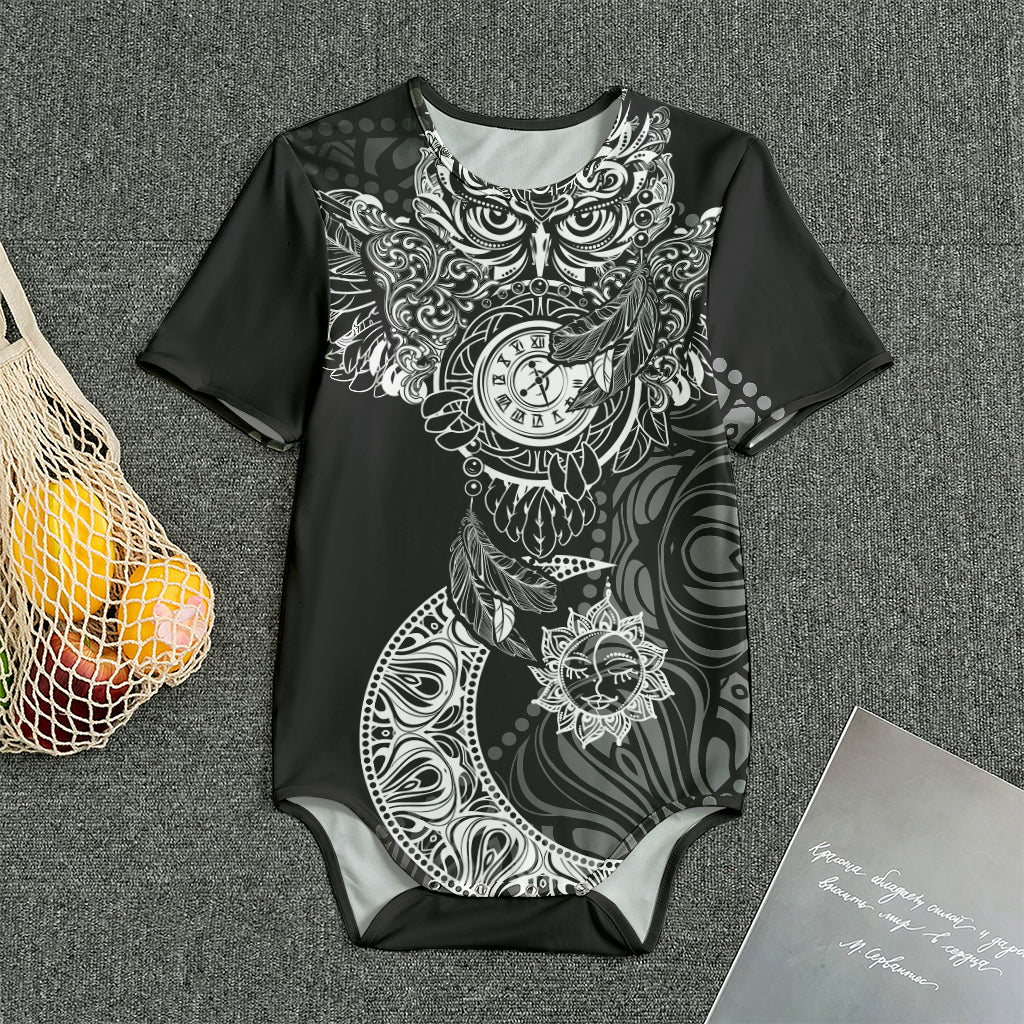 Spiritual Owl With Sun And Moon Print Men's Bodysuit