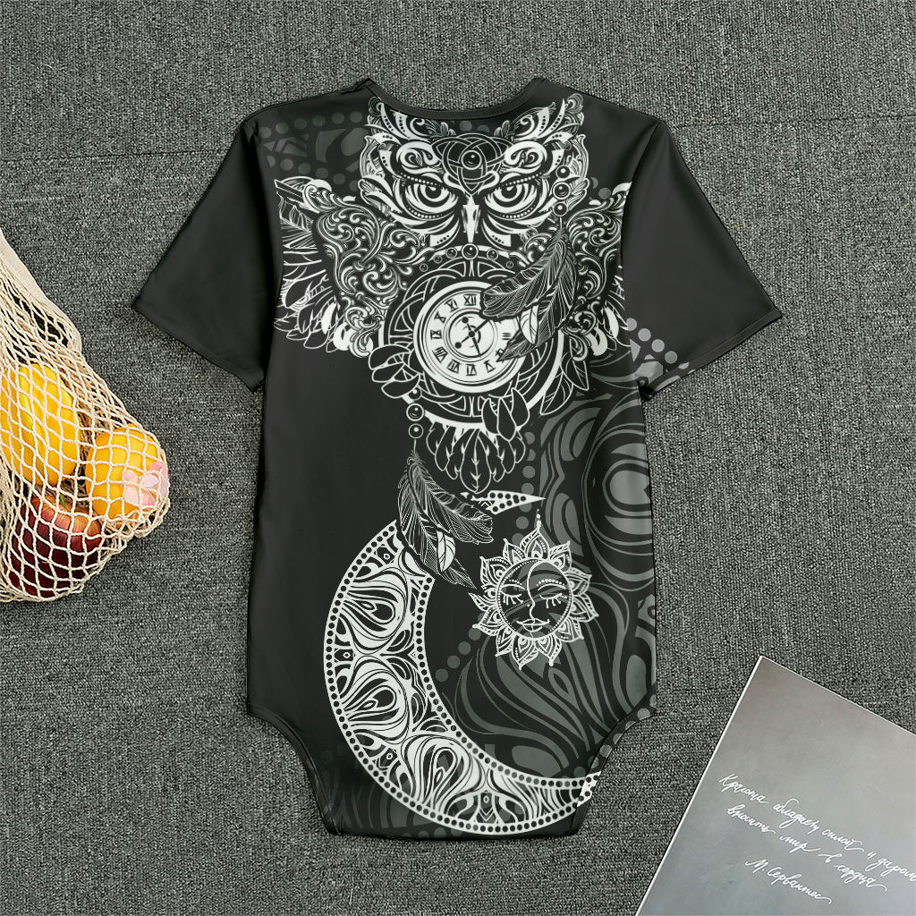Spiritual Owl With Sun And Moon Print Men's Bodysuit