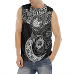 Spiritual Owl With Sun And Moon Print Men's Fitness Tank Top