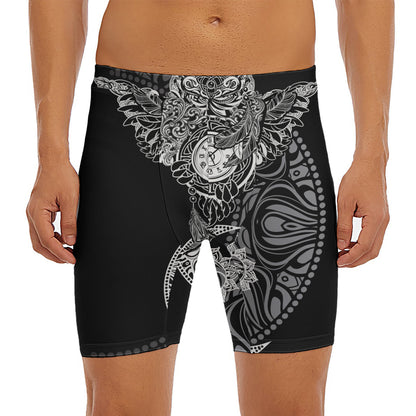 Spiritual Owl With Sun And Moon Print Men's Long Boxer Briefs