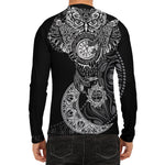 Spiritual Owl With Sun And Moon Print Men's Long Sleeve Rash Guard