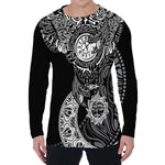 Spiritual Owl With Sun And Moon Print Men's Long Sleeve T-Shirt