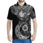 Spiritual Owl With Sun And Moon Print Men's Polo Shirt