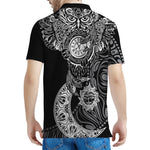 Spiritual Owl With Sun And Moon Print Men's Polo Shirt