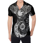 Spiritual Owl With Sun And Moon Print Men's Shirt