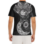 Spiritual Owl With Sun And Moon Print Men's Short Sleeve Rash Guard