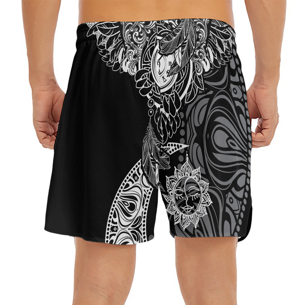 Spiritual Owl With Sun And Moon Print Men's Split Running Shorts