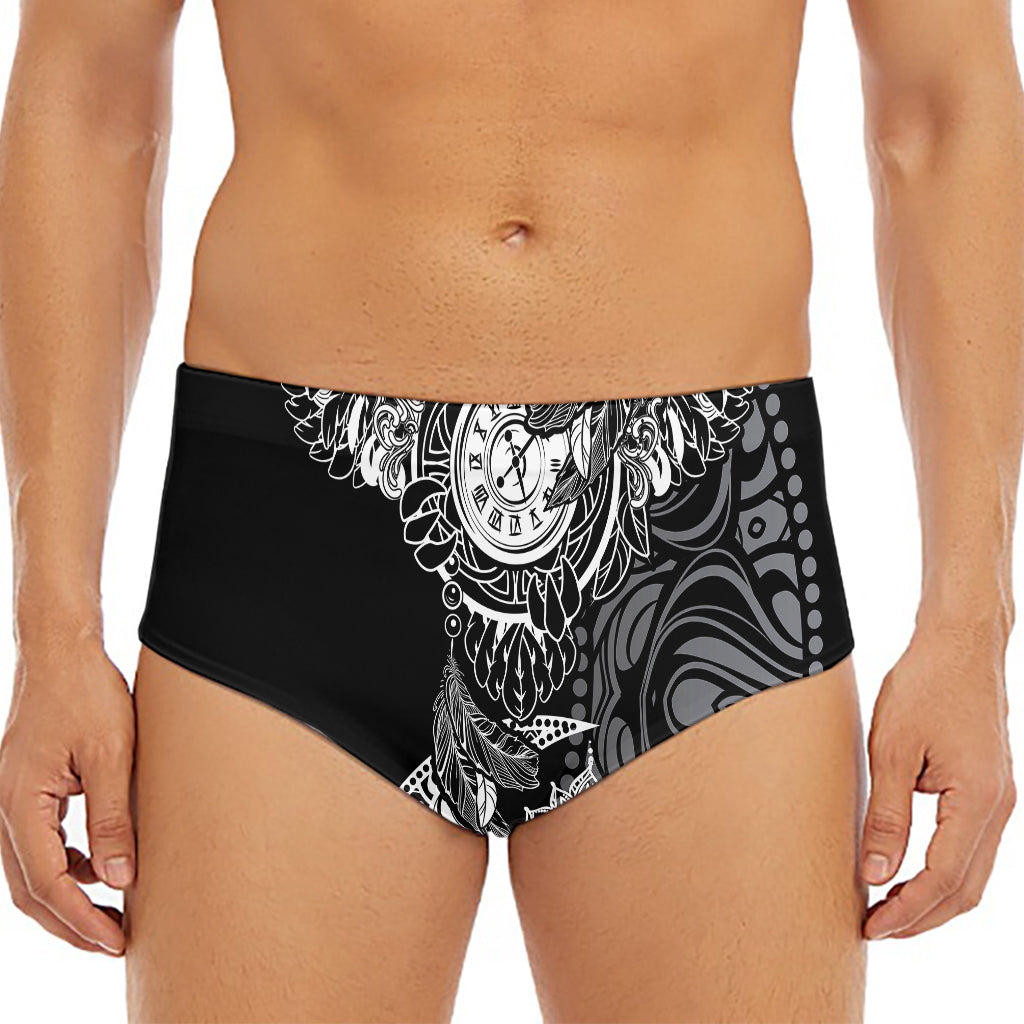 Spiritual Owl With Sun And Moon Print Men's Triangle Swim Briefs