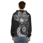Spiritual Owl With Sun And Moon Print Men's Velvet Pullover Hoodie