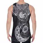 Spiritual Owl With Sun And Moon Print Men's Velvet Tank Top