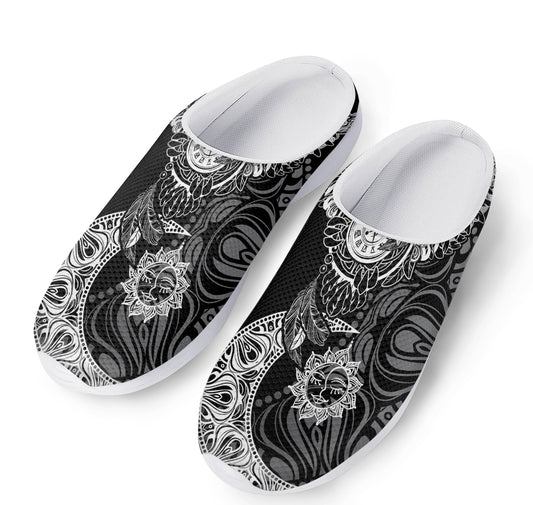 Spiritual Owl With Sun And Moon Print Mesh Casual Shoes