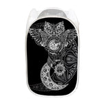 Spiritual Owl With Sun And Moon Print Mesh Laundry Hamper