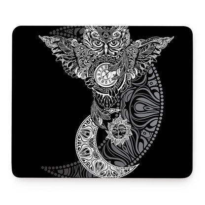 Spiritual Owl With Sun And Moon Print Mouse Pad