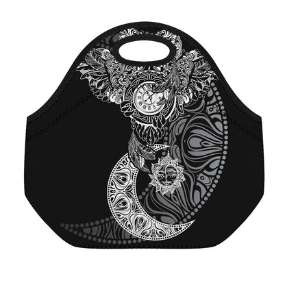 Spiritual Owl With Sun And Moon Print Neoprene Lunch Bag