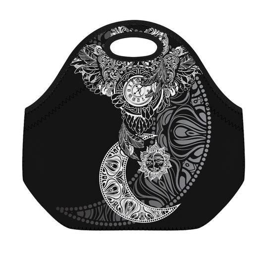 Spiritual Owl With Sun And Moon Print Neoprene Lunch Bag