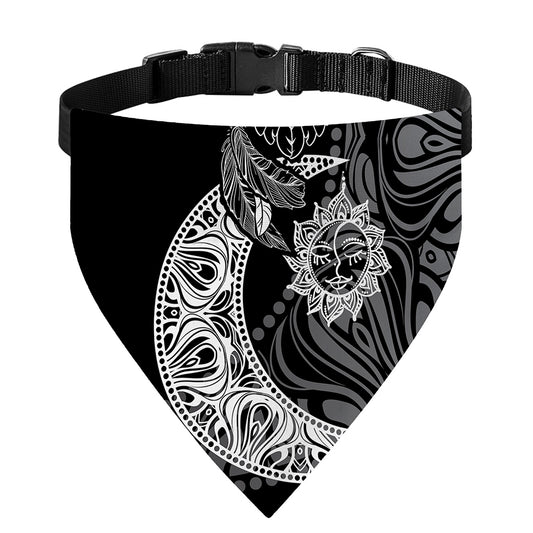 Spiritual Owl With Sun And Moon Print Over The Collar Dog Bandana