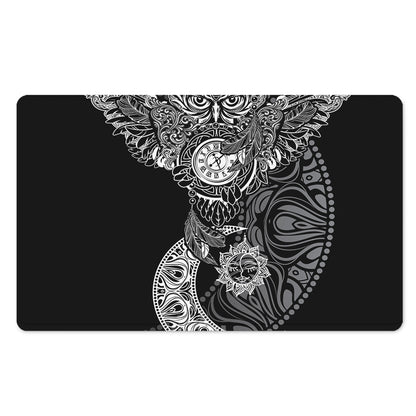 Spiritual Owl With Sun And Moon Print Polyester Doormat